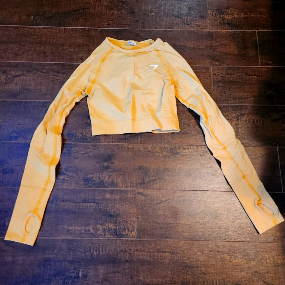 Gymshark long sleeve crop top in yellow